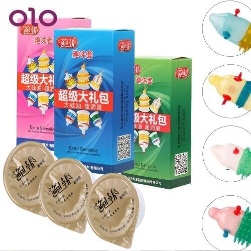 OLO 6pcs/set Condom Penis Sleeve G-Spot Vagina Stimulating Spike Condom Safe Contraception Sex Toys For Men Random Color