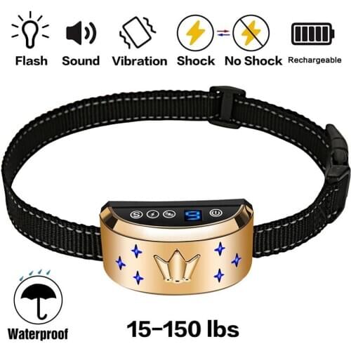 IP67 Waterproof Dog Training No Bark Collar Rechargeable Anti bark Collar with Beep Vibration No Harm Shock for Small Large Dog