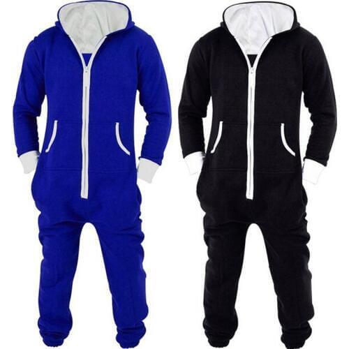 Adults Unisex Onesies Pyjamas Mens Women One Piece Cotton Pajamas Sleepwear Onesies Sleepsuit Black/Blue
