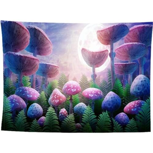 Psychedelic Mushroom Wall Hanging Boho Decor Wall Tapestry Waves Hippie Wall Hanging Galaxy for Bedroom Living Room Decor 95X73