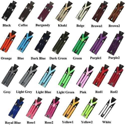 Unisex Women Men Adjustable Elasticated Adult Suspender Straps Y Shape Elastic Clip-on Suspenders 3 Clip Pants Braces Colorful