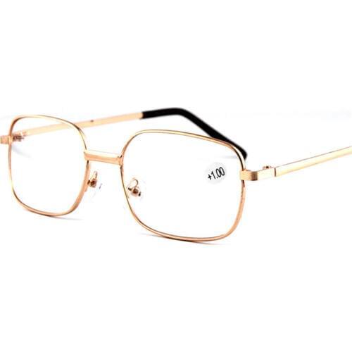 Silver Lens Metal Reading Glasses Square Frame Men Women Presbyopic Glasses Portable Lightweight Silver Gold Freeshipping Cheap