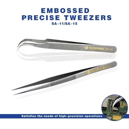 SUNSHINE Tweezer SA-15 bent SA-11 flat Precision Stainless Steel Tweezers mobile phone Computer Repair Tools
