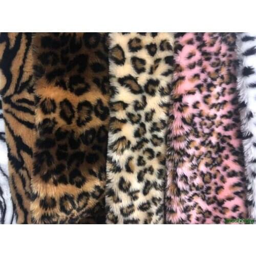 Half meter price 2cm leopard plush faux fur fabric, imitation fur clothing fabric