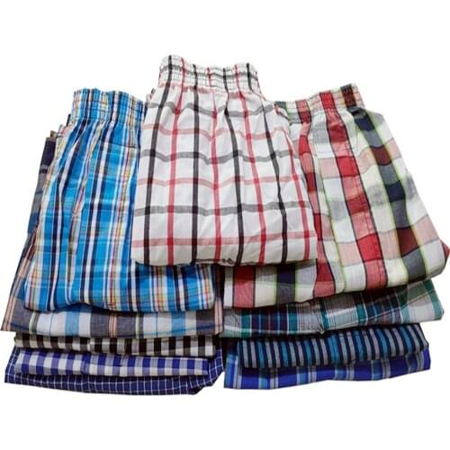 5pcs/lot 6XL plus size male underwear Plaid underpants man woven boxer men cotton mens boxers Breathable family panties shorts