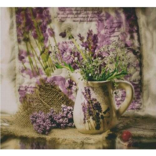 Embroidery Needlework Crafts 14CT Unprinted DIY Quality Cross Stitch Kits Handmade Arts Lilac flower Home Decor