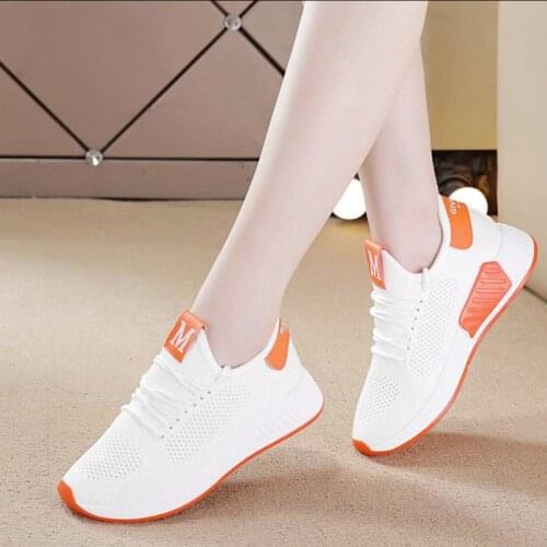 Womens Platform Sports Shoes Mesh Breathable Casual Sneakers Lace-up Flats Shoes Summer Running Shoes Womens Vulcanize Shoes