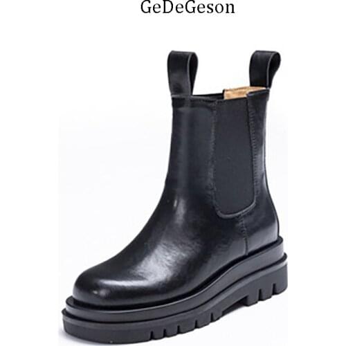 Martens' skinny Ins flats for Women 2020s New England style Boots with Thick Soles and Cowhide leather Boots