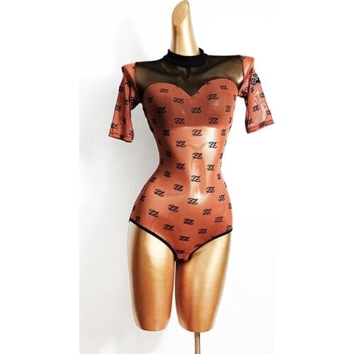 2020 New Short Sleeve Patchwork Women Latin Dance Bodysuit Latin Dancing Tops Practise Tango Chacha Dancing Performamnce TL613