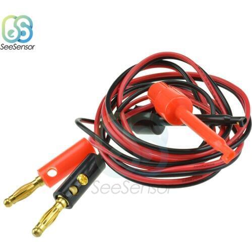 1m Small Test Hook Clip to Banana Plug Cable for Multimeter Test Lead Cables Black White Electrical Clamp Dual Tester 1 Pair