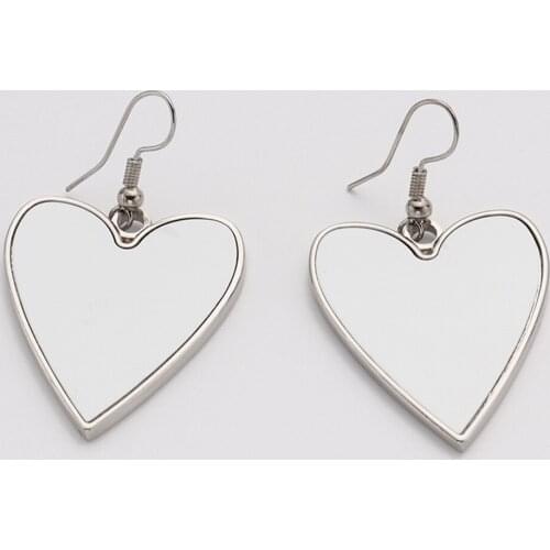 10 Pairs /lot Sublimation Blank Metal heart earrings DIY heat trasnfer printing Sublimation ink products