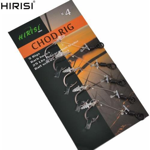 10 Carp Fishing Hooks Ready Tied Chod Rigs Fishing Hook Link Hair Rigs Swivels For Pop Ups Fishing Size 2 4 6 8