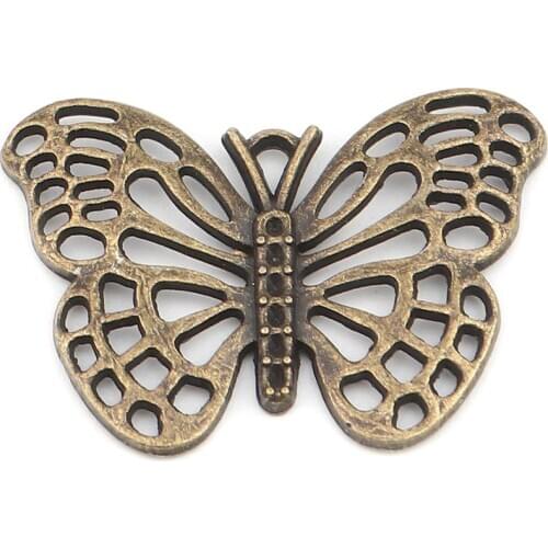 10PCs Ancient Bronze Hollow Butterfly Shape Charms Pendants For DIY Jewelry Making Large Pendants 4.1x2.9cm Accessories