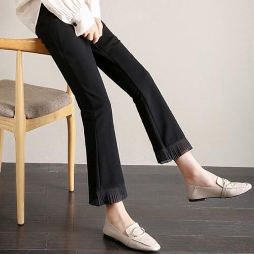 3369# 2021 Spring Korean Fashion Black Maternity Pants 9/10 Elastic Waist Belly OL Pants for Pregnant Women Pregnancy Trousers