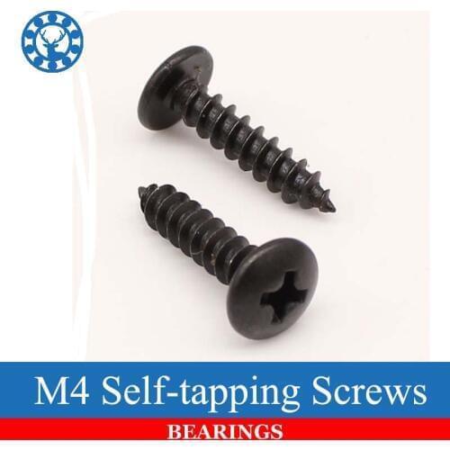 50Pcs M4 Wood Truss Screw with Black Oxide and Wax Self-tapping Screws