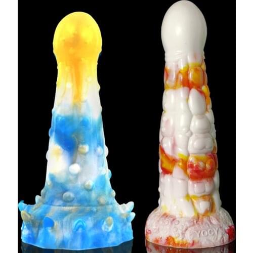 Colorful Big Animal Dildo Colorful Fantasy Silicone Toy Realistic Wolf Dog Penis Cock Knot Masturbators Anal Plug Erotic BDSM 18