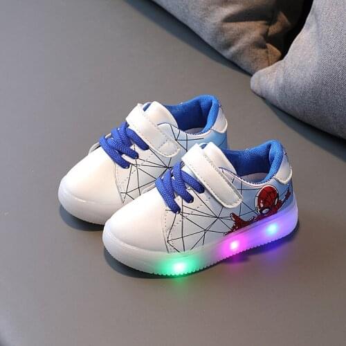 Spiderman kids Shoes Autumn Winter Cartoon Lights Boys Girls' Shoes Soft-Soled Luminous Shoes Children Baby Toddler LED Sneakers