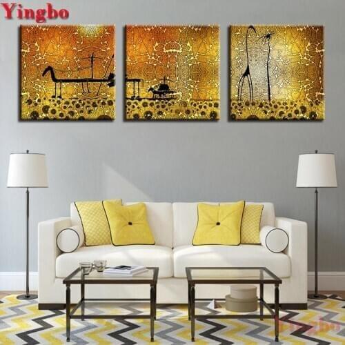 DIY Square/Round Diamond Painting Abstract Canvas Art 3d Cross Stitch,Diamond embroidery 3 PCS Home Decor Living Room Bedroom