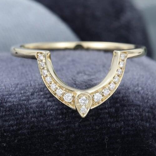 EDI Egypt Style Ring 14k Yellow Gold Natural Conflict-Free Diamond Wedding Band Stacking Matching Band Anniversary Jewelry Gift