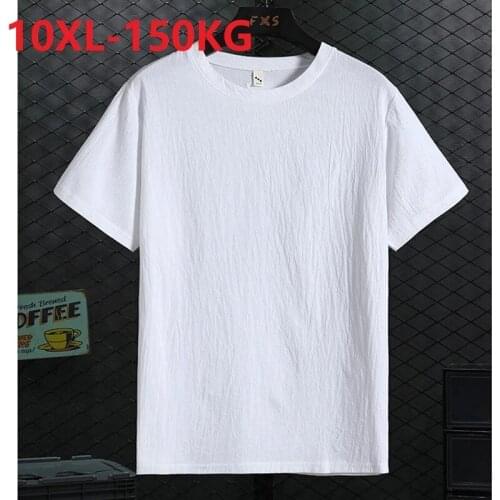 Summer men Chinese style t shirts short sleeve tang suit cotton linen tees large size 8XL 9XL 10XL loose simple black fat tops