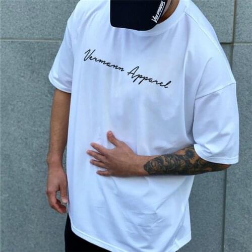 2021 NEW mens Loose size T-shirt summer casual cotton fashion Gyms bodybuilding fitness tops male O collar breathable clothing