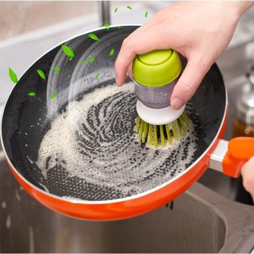 Kitchen Hand-held Soap Brush Cleaning Brush Push-type Decontamination Tool Pot And Pan Tableware Cleaning