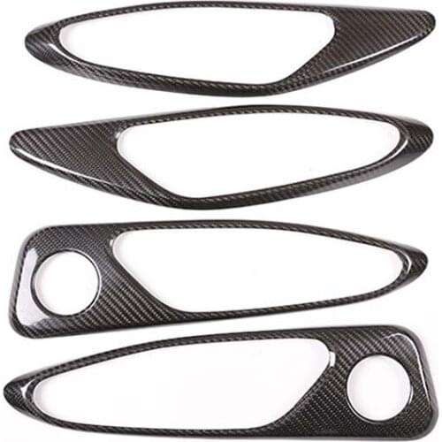 Left Hand Drive Add-on Real Carbon Fiber Inner Door Handle Cover Trim for 17-18 Alfa Romeo Giulia