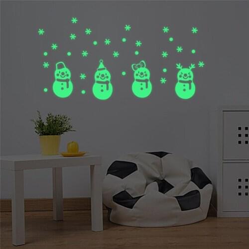 Kakuder stickers luminous 2018 Glow Snowman wall sticker christmas window stickers*R GIFT Drop