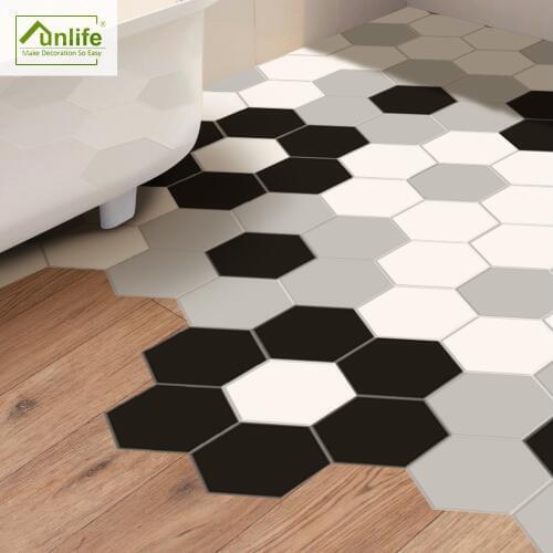Funlife Floor Stickers Black and White Gray DIY Anti-Slip Self-adhesive Waterproof Wall Art for Hotel Bathroom Bedroom DB078