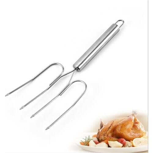 Stainless Steel Large Roast Chicken Fork Grilled Sheep Turkey Forks Family Dinner Outdoor Barbecue Meat Poultry Tools