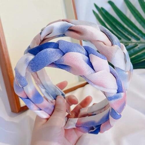New Hair Accessories Wide Shiny Weaving Hairbands Braided Color Tie Dye Headband Hair Hoop Fashion Hair Bands Bezel Headdress