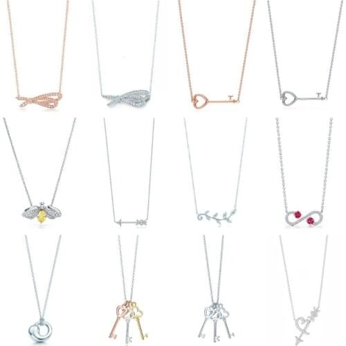 14 TTFF RLLEN Original Charming Necklace Leaf Arrow Key Shaped DIY Necklace Pendant Jewelry Trendy Fashion Girl Woman Jewelry