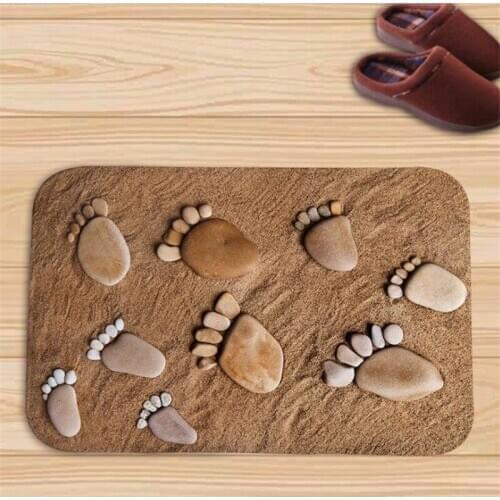 Bathroom Shower anti-slip Mat 3D three-dimensional Stone Large Round Thin Printed Floor Mat Home Decoration Carpet