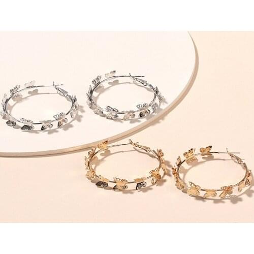 Luxurious Butterfly Hoop Earrings Gold Plated New year gifts Ring Earrings Women Jewelry Gift A Pair Set Exaggeration