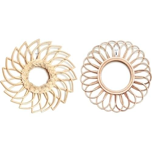 Rattan Innovative Art Decoration Round Makeup Mirror Dressing Bathroom Wall Hang