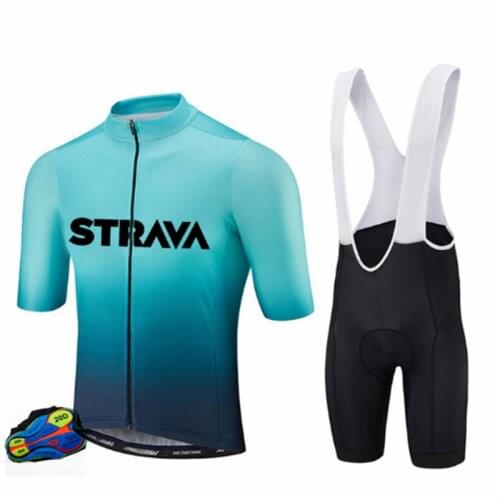 STRAVA Sleeve shirt Bike bib shorts 20D Gel pad Jersey Pro Team summer cycling Jersey set Bicycle Clothing Breathable Men Short
