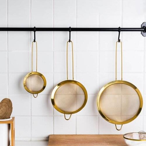 NHBR Stainless Steel Kitchen Handheld Screen Mesh Strainer Flour Sieve Cooking Oil Strainer Colander Kitchen Accessories