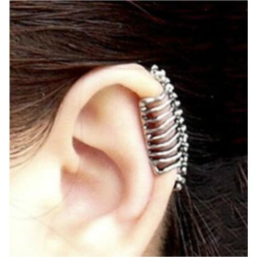 Europe and the United States punk style skull spine earrings ear no ear clip female earrings ear cuffs wholesale
