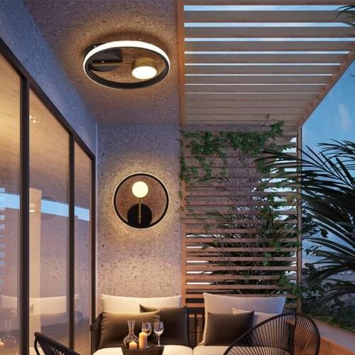 Modern Ceiling Lamp For Home Black/White Square Round Ring Small Led Ceiling Light For Bedroom Corridor wall lamp Balcony Light