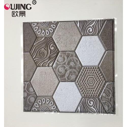 3D Tricolor Pattern Emboss Retro Tiles Wall Sticker Kitchen Shower Room Bedroom Waist Line Tile Wallpaper DIY Vinyl Art Mural