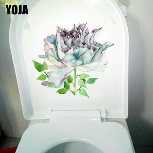YOJA 22.1X20.5CM Watercolor Dream Rose Home Wall Sticker Fashion WC Toilet Seat Decor T1-1798