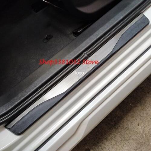 For Kia Stonic 2017 2018 2019 Door Sill Protector Guard Stainless Steel Scuff Plate Car-Styling Accessories 4pcs Sticker