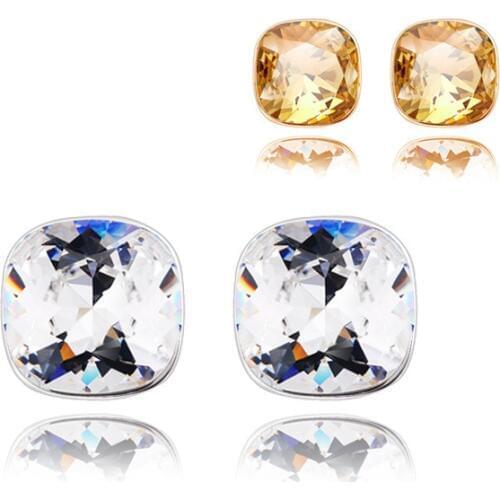 Rose Gold color Rhinestone Crystal Vintage blue Square brand Stud Earrings Fashion Jewelry for women MLY4600