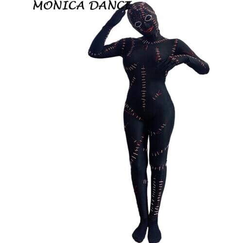 Women Sexy Stage Pole Dance Clothing Black Jumpsuit Dj Ds Gogo Singer Nightclub Stage Outfits Dancewear Festival Rave Costume
