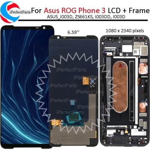 6.59" Amoled For Asus ROG Phone 3 ZS661KS LCD Display With Frame Touch Screen Panel Digitizer For ROG 3 ASUS_I003D LCD
