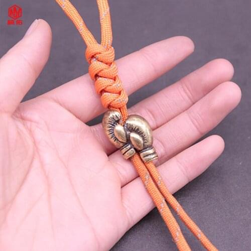 1PCS Hot Sale!!!DIY Knife Bead Pendant Retro Boxing Glove Survival Brass EDC Paracord Braided Bracelet Pendant