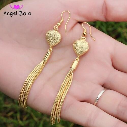 18K Heart-shaped Tassel Batch Flower Womens Charm Gold Earrings High-end Luxury Jewelry Womens Earrings Party Event Wholesale