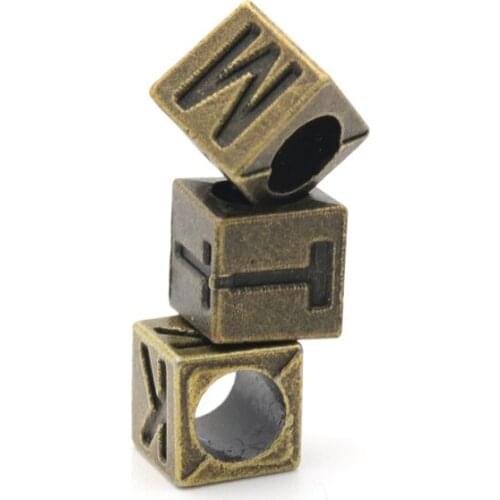 A-Z 30pcs Bronze Square Spacer Metal Alphabet Beads For Jewelry Making Diy Handmade Bracelet Necklace Accessories Wholesale