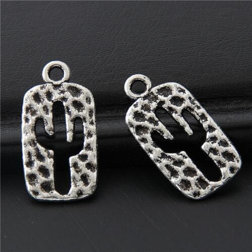 30pcs Silver Color Hollow Rectangle Cactus Charms Desert Plant Pendant Finding Jewelry Handmade Accessories 23x12mm A3062
