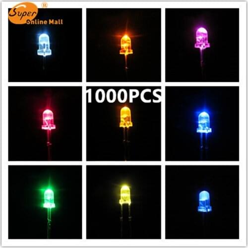 5mm 1000PCS ROUND TOP WATER CLEAR Emitting Diodes Urtal Bright LEDS lamp 5MM led kit